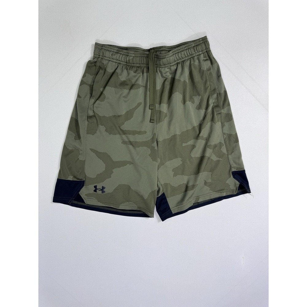 Under Armour Mens Medium Green Camo UA Stretch Train Jacquard Athletic Shorts 8"